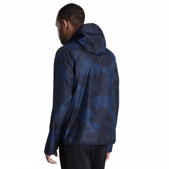 ❌ SOLD ❌ NEW Mens Navy Camouflage Windbreaker Hood Zip Jacket All in Motion L - Picture 2 of 9